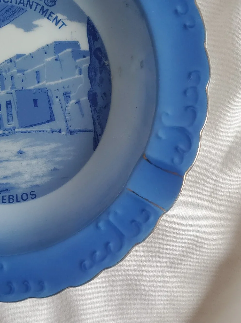 Blue Souvenir Decorative Plate Vtg New Mexico The Land of Enchantment Ashtray